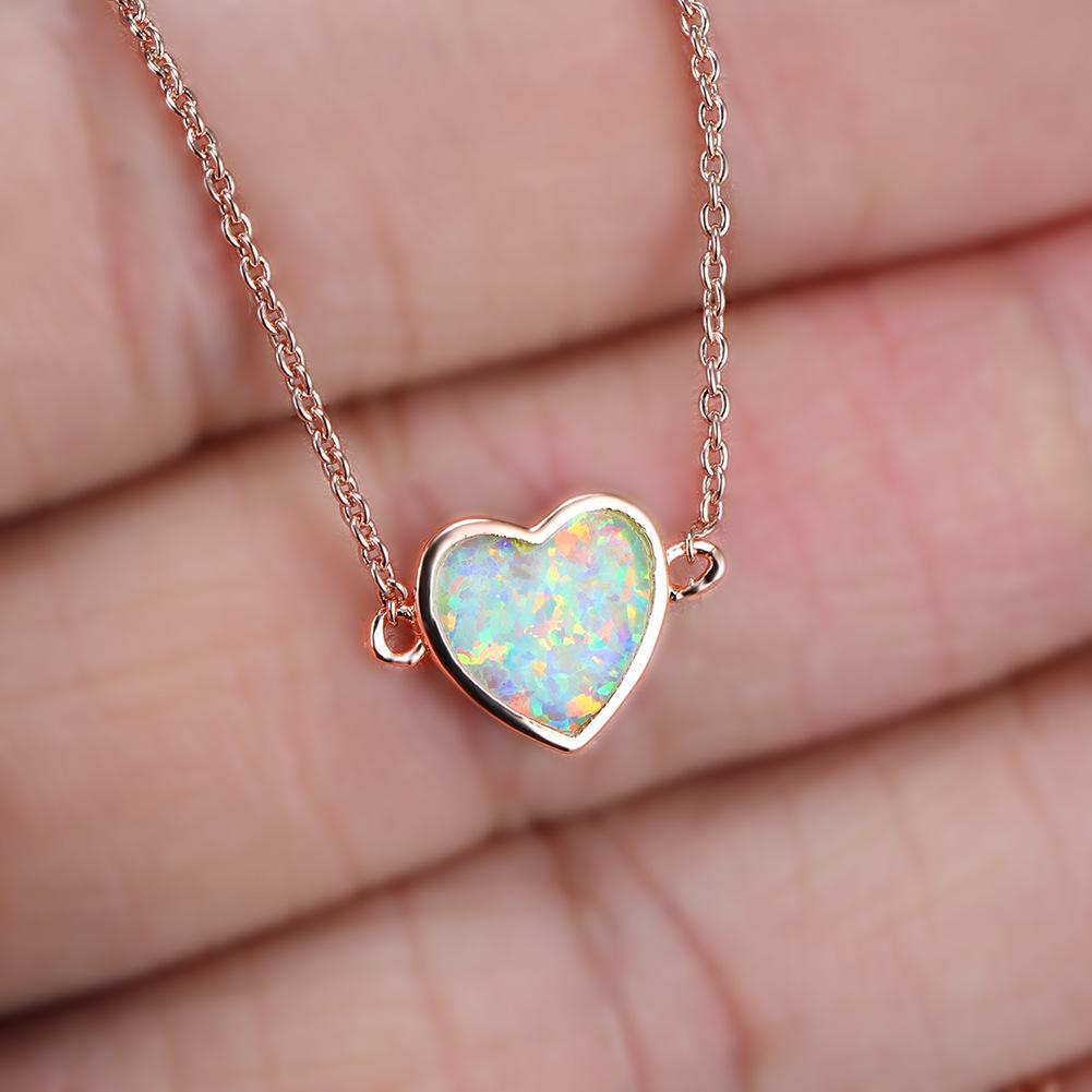 French Rose Gold Heart Shaped Necklace with European and American Style Simple and Fashionable Temperament