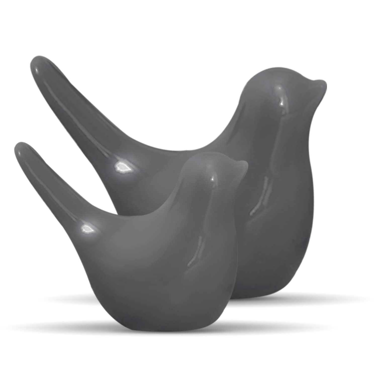 

Креативные серые глянцевые керамические фигурки птиц, аксессуары для украшения дома, вечеринка (Упаковка из 2 штук, серый)