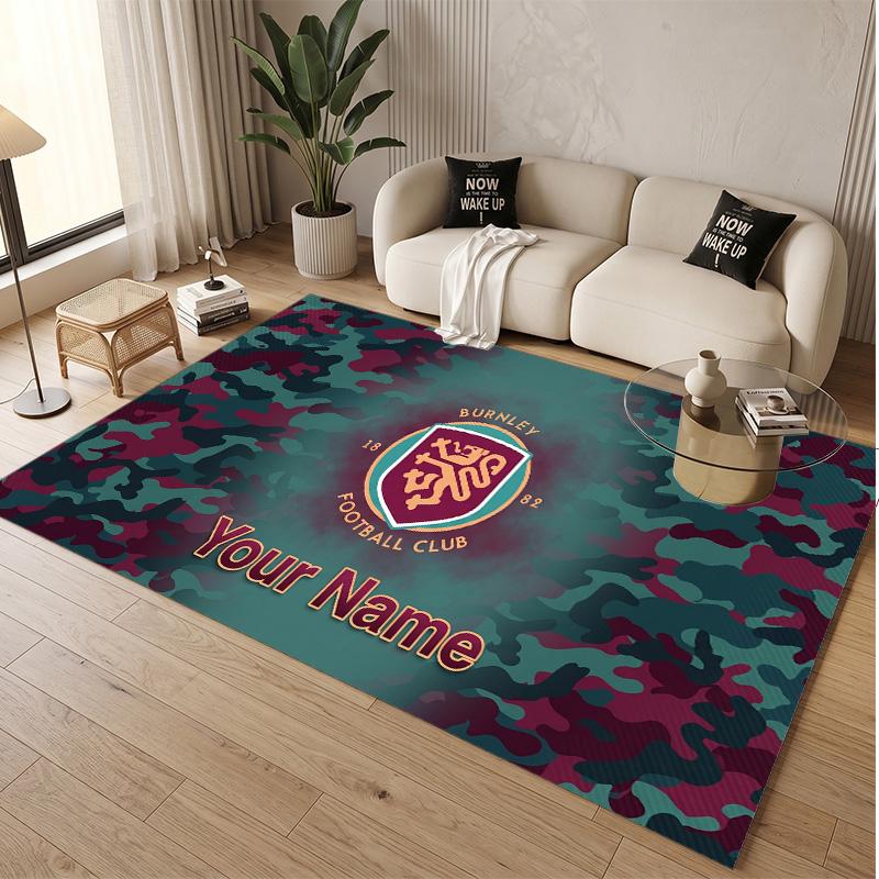 Personalized Crystal Velvet Carpet Burnley Football Pattern Non Slip Floor Rug