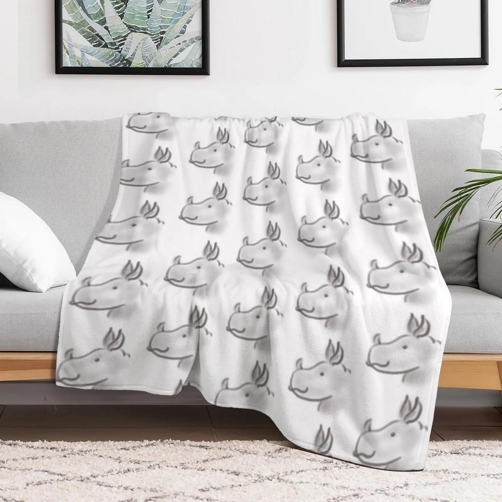 A Cute Little Rhino Throw Blanket Anti Shedding Soft Fuzzy Blanket for Home