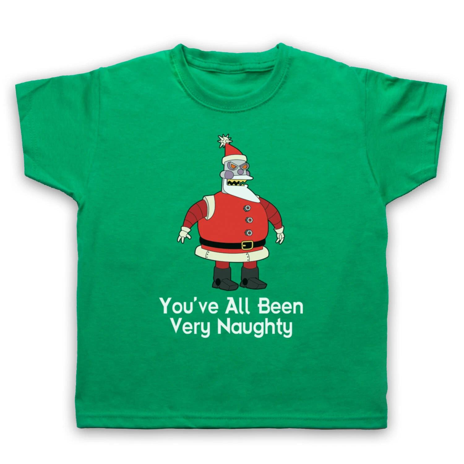 FUTURE CARTOON ROBOT SANTA UNOFFICIAL ALL BEEN NAUGHTY KIDS CHILDS T-shirt 140