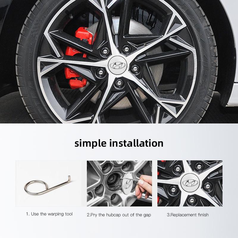 4 szt. 60mm Kołpaki Środkowe Felg Samochodowych Pokrywa z Logo Akcesoria Do Hyundai Palisade Bayon Tucson Inster NEXO Creta i30 i20 i10 Grand