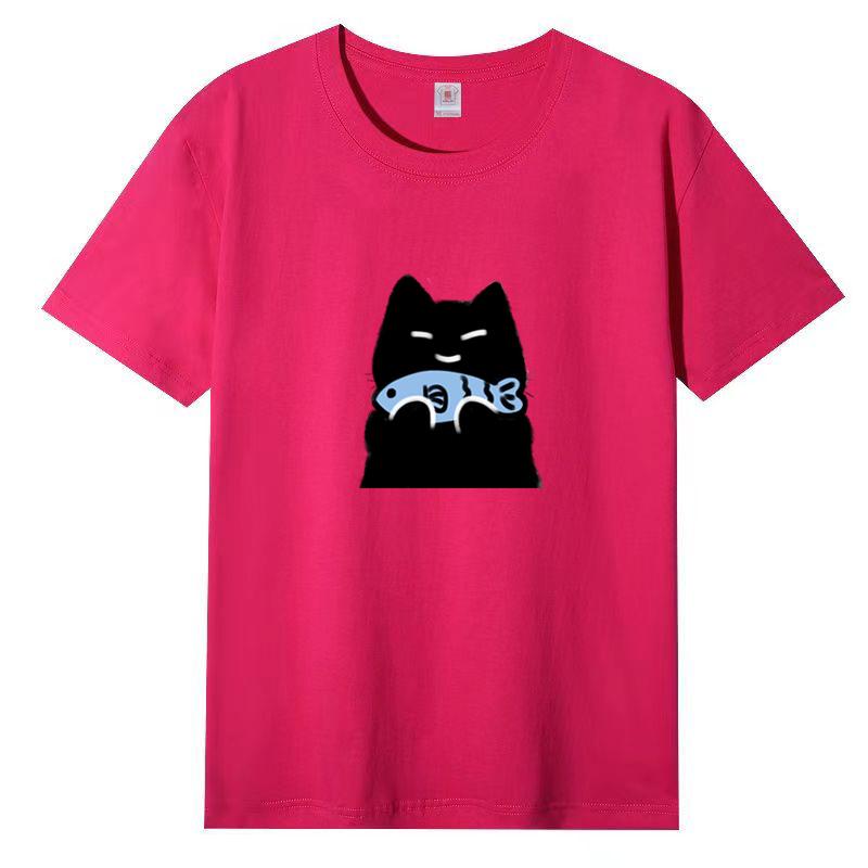 Dámské léto Populární tričko s krátkým rukávem Bavlna Prodyšné Volný top Potištěné tričko Ležérní