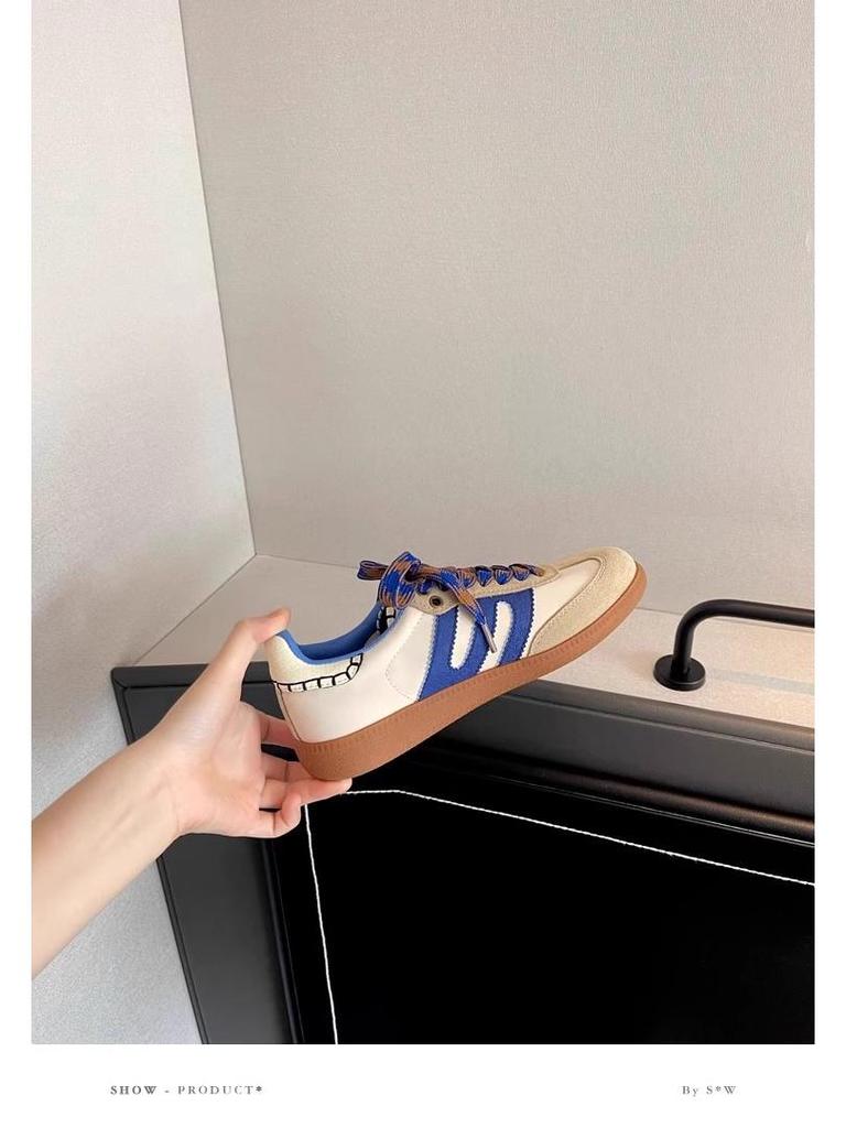 DONGJI Retro Genuine Leather Color Block German Trainer Casual Sneakers - Spring 2025 Edition