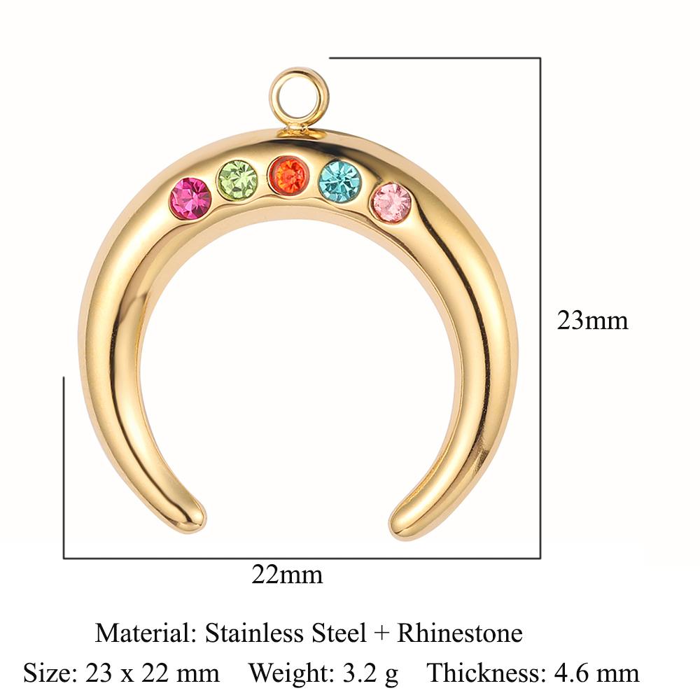 3pcs/Lot Peach Heart Crescent Mirror Polished 316 Stainless Steel DIY Charm Eye Sun Star Moon Rhinestone Jewelry Pendant