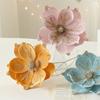 New 24CM Sticky Powder Flocked Christmas Flower Magnolia Flower High-end Light Luxury Fabric Christmas Decoration Simulation Flower