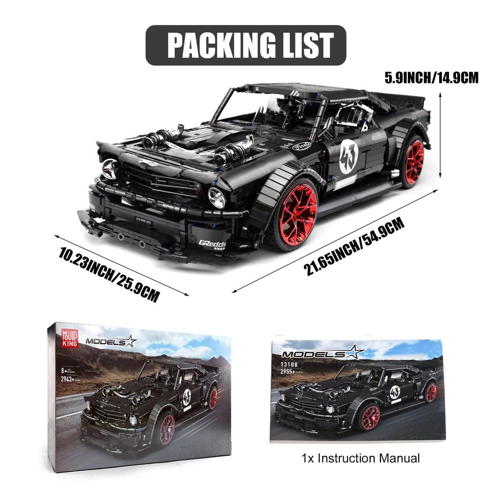 Mould King 13108S Tech Sports Car Building Blocks, MOC Sports Car Model Clamp Block Toy, Pickup Kit 2943 Pieces for Adults and Kids (Static Version)