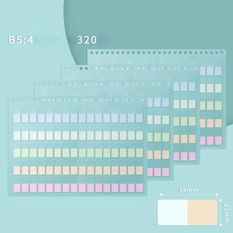 4 Sheets A5/B5 Binder Color PET Translucent Index Sticker Student Notebook Sort Label Index Tabs Book Marker Writable Sticky Notes