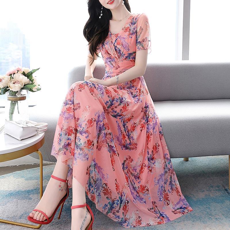 New Ice Fairy Super Broken Flower Fashion Dress Summer Chiffon Temperament