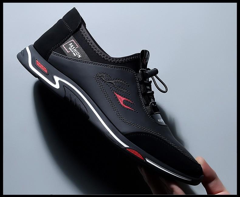 Fashion Men's Shoes Fashion Casual Leather Shoes Outdoor Non Slip Sneakers Soft-soled Leather Driving Shoes Light Walking Flats Loafers