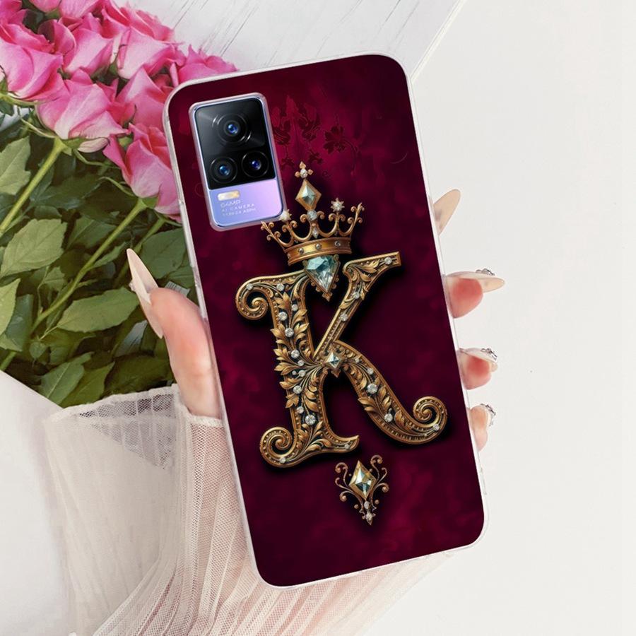 For Vivo V21e V2061 Y73 2021 Case Initial Letter Silicone Protective Soft Back Cover Case For VivoV21e 5G Case V2055 Phone Funda