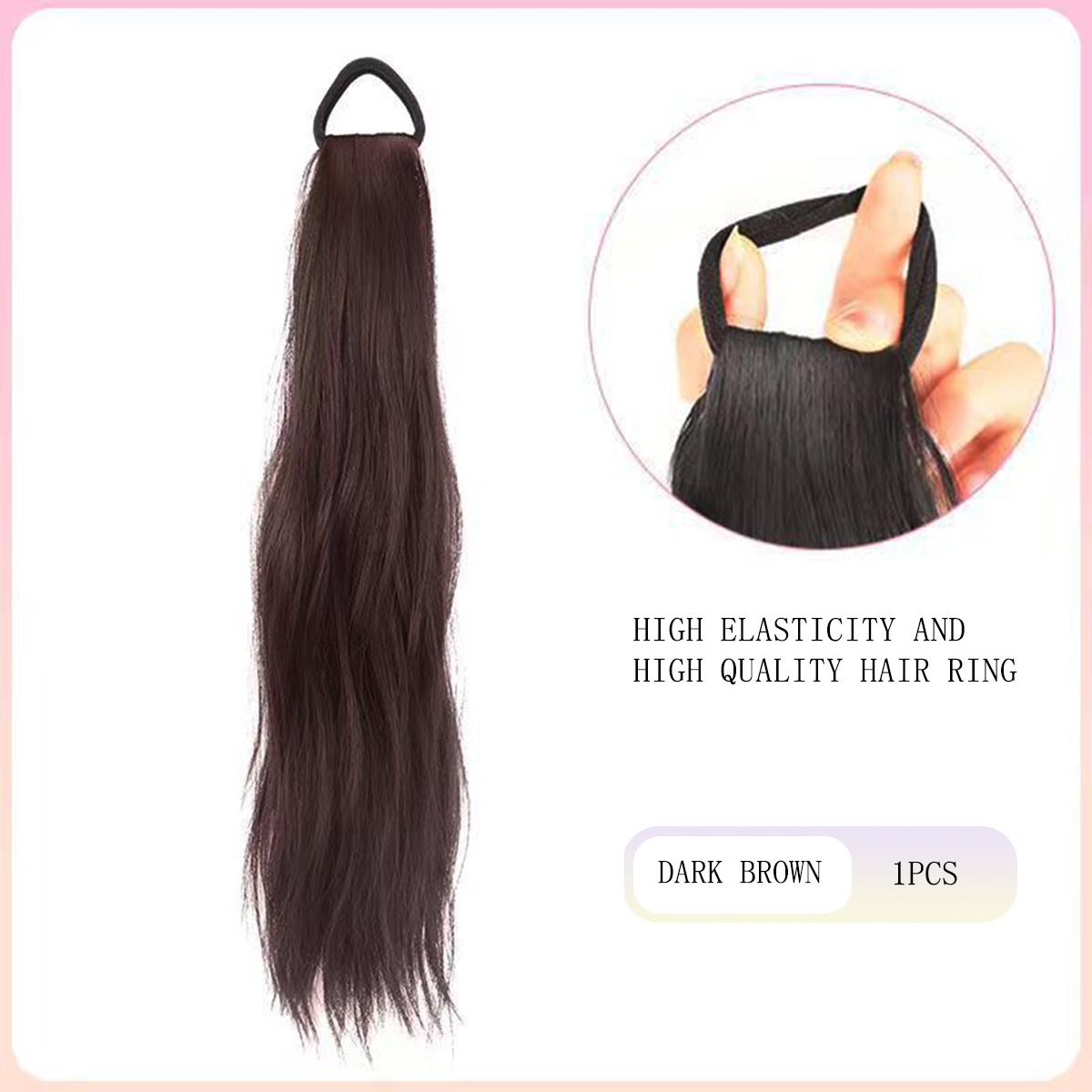 

Synthetic Rubber Band Ponytail Sweet Woman Black Slightly Curly Ponytail Extension Long Heat-resistant Wig Acetaldehyde