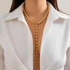 Collana Lunga con Nappe a Catena di Perle Finte per Donna Elegante Collana Girocollo con Perline Gioielli alla Moda per Accessori da Collo