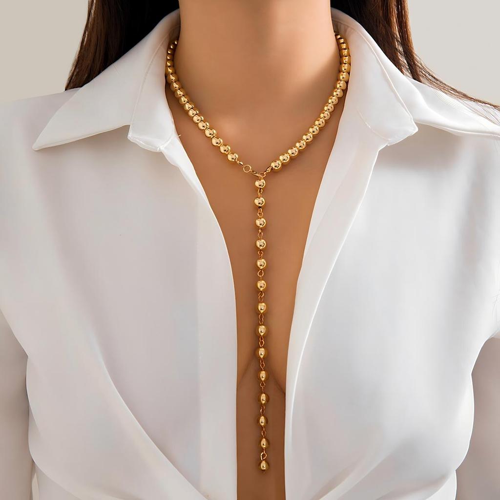 Collana Lunga con Nappe a Catena di Perle Finte per Donna Elegante Collana Girocollo con Perline Gioielli alla Moda per Accessori da Collo