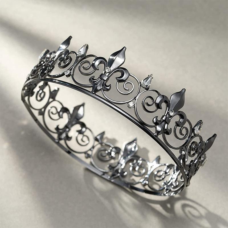 New Baroque bridal crown golden rhinestone gun tip shape round crown
