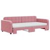 VidaXL Daybed with Trundle and Mattress Pink 90x200 Cm Velvet 3196956