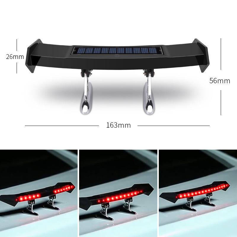 Luz Traseira Solar Mini 12V LED Universal para Spoiler Traseiro de Carro Piscante de Aviso Impermeável com Sensor Inteligente Acessórios Modificados