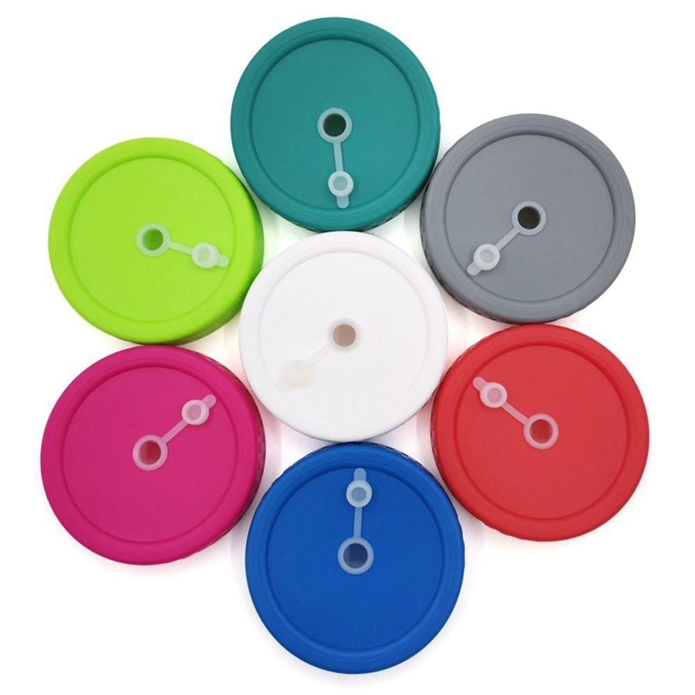 1Pcs New with Hole Mason Jar Lid Good Seal Plastic Spout Lid Reusable Leak-proof Seal Bottle Cover for 86mm Wide Mouth Jar