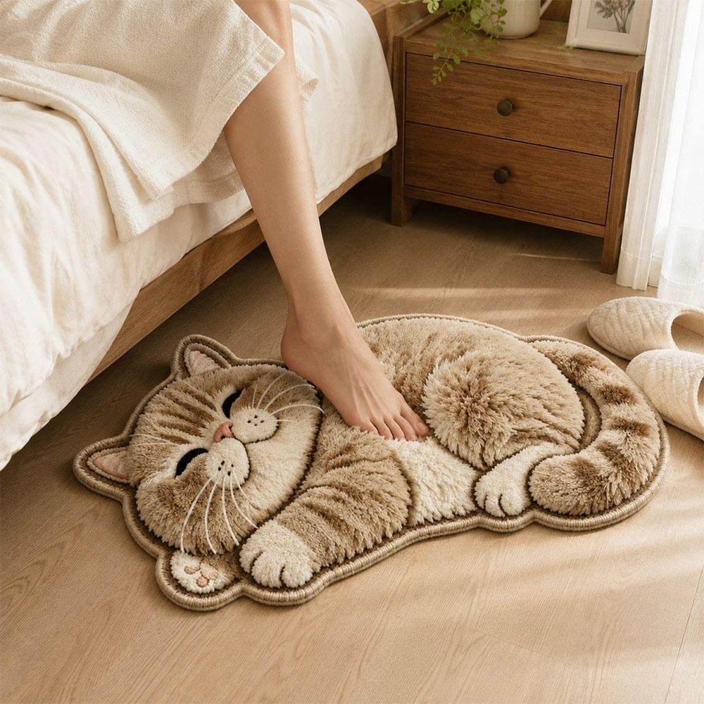 Special-shaped Cat Shaped Rug Absorbent Animal Door Mat Fashion Cat Shaped Carpet Entryway Floor