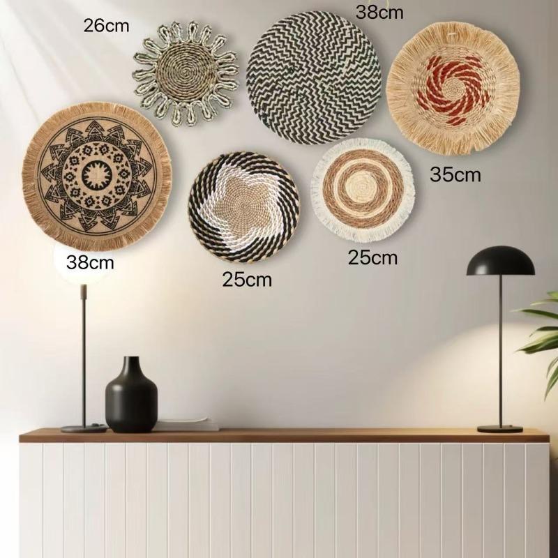 3/4/7pcs Bohemian Style Wall Basket Set Hanging Wall Basket Decoration Bohemian Style Wall Decoration Environmental Round Art