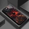 Red and black solar eclipse cloud glass phone case suitable for iPhone 17 16 15 14 13 12 11Pro/Max/Plus anti drop and shockproof