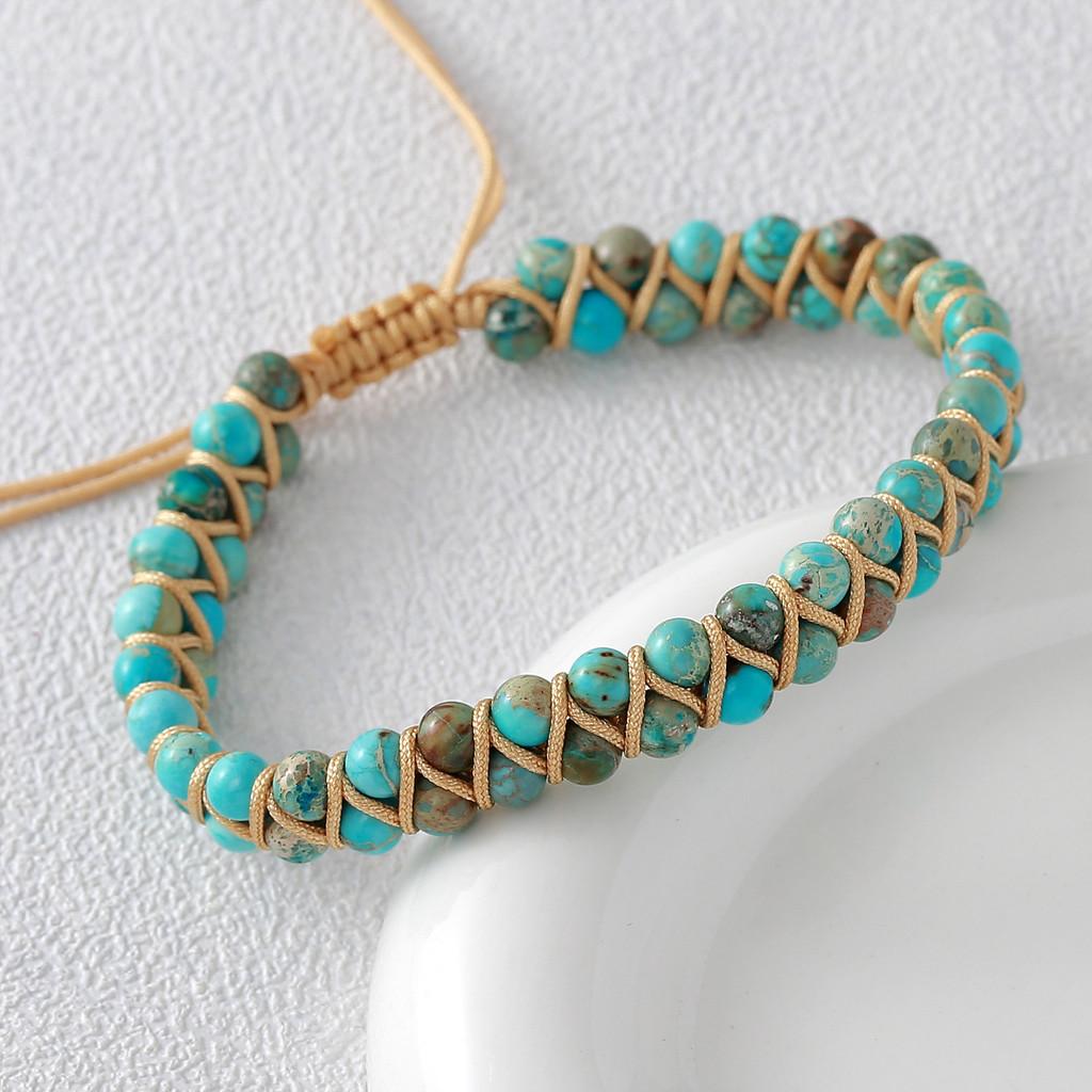 Natural Agate Beaded Hand Chain With Geometric Design For Yoga And Gift Giving