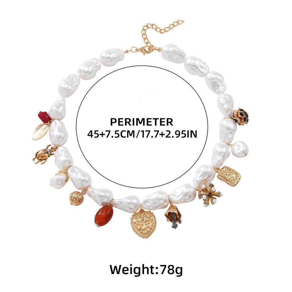 Trendy Pearl Multi-Element Pendant Necklace