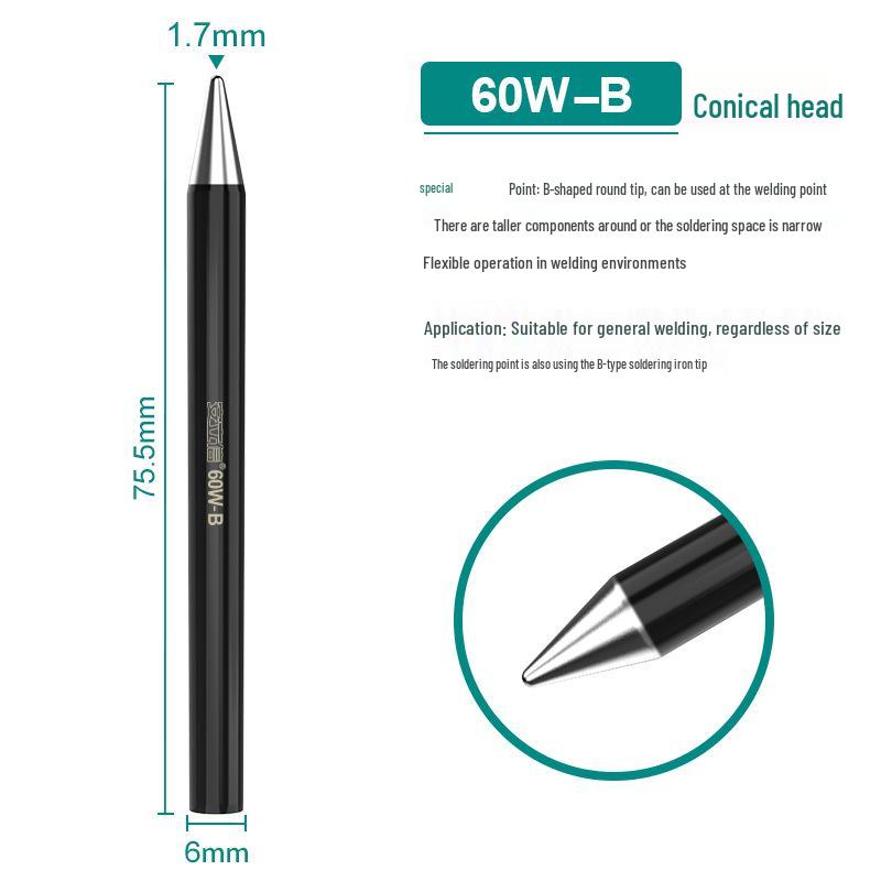 Electronic Welding 30W/40W/60W Pointed & Horseshoe Black Diamond Soldering Iron Tip