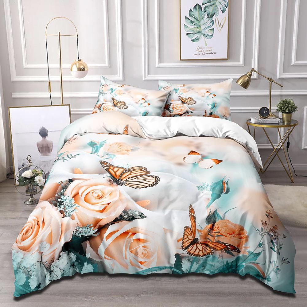 3D Digital Printing Three-Piece Set, Quilt Cover, Bed Sheet, Pillowcase, Cartoon Kit