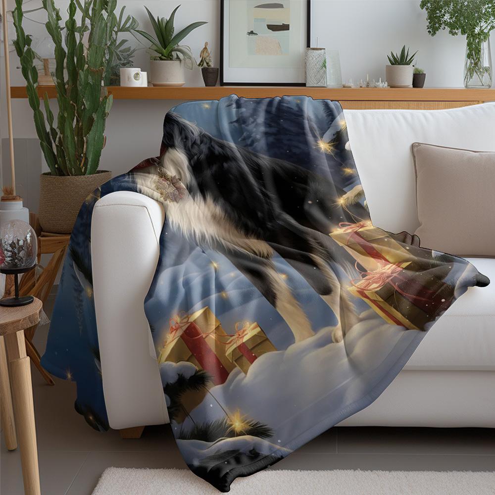 Tuniu Cute Dog Print Fleece Blanket for Sofa Bed Room Warm Winter Gift Idea