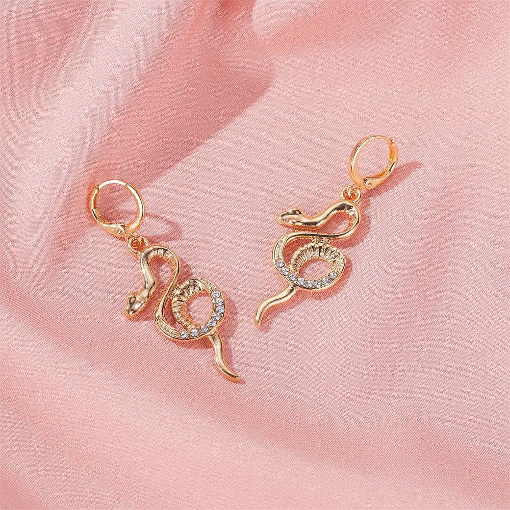 Wedding Rhinestone Women Dangle Earring Long Tassel Crystal Drop Earrings Snake Shape