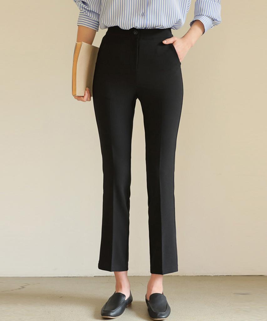 Ppaeppae Hidden Elastic Waist, Amazing Fit, Super Stretchy Spandex Slim Straight Slacks