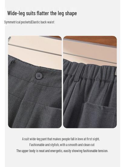 Women's Elastic Waist Draped Wide-Leg Suit Pants