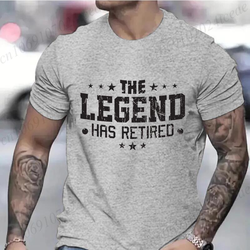 Funny The Legend Has Retired T Shirts for Men Short Sleeve Shirts Funny Graphic Tees for Retirement Fashion Casual Men Tees Gift