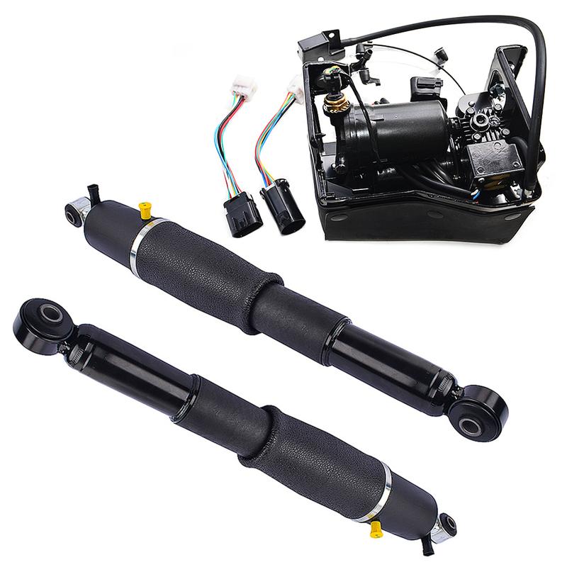 AP02 Pair Rear Air Suspension Shocks + Air Compressor for Chevy Tahoe Suburban 1500 GMC Yukon Cadillac SUV 2000-2014 25979391