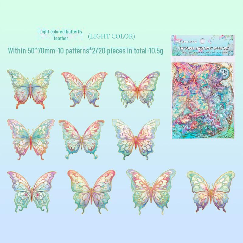 Yuezhen Gilded Butterfly Dream Stickers: Retro Gold-Stamped, Waterproof PET Stickers for Kids' Handbooks & Crafting.