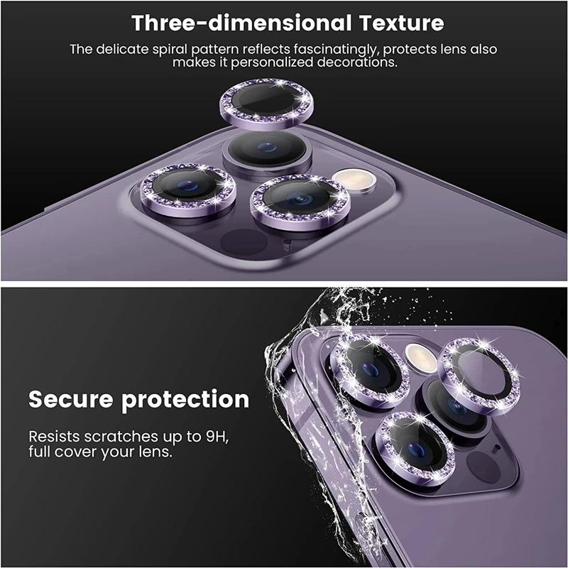 3 bucăți de protecție pentru lentile camerei pentru iPhone 11 12 13 Pro Max Mini sticlă de protecție inel metalic pentru iPhone 14 Pro Max sticlă pentru lentile camerei