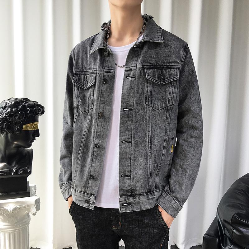 Japonská Harajuku Pánská Slim Retro Džínová Bunda Top Ležérní Korejská Verze