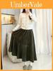 Midi Skirt For Women With High Waist And Pleats For Casual Fall Wear