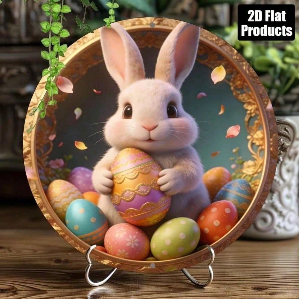 Vintage Easter Bunny Metal Wall Poster, Home Decor