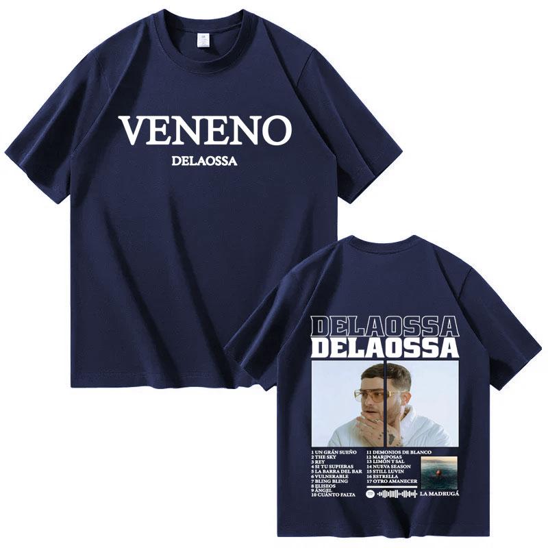 Rapper Delaossa Veneno New Album Print Tshrit Mens Women Clothes Fashion Oversized Tops Harajuku Casual Crewneck Tees Streetwear