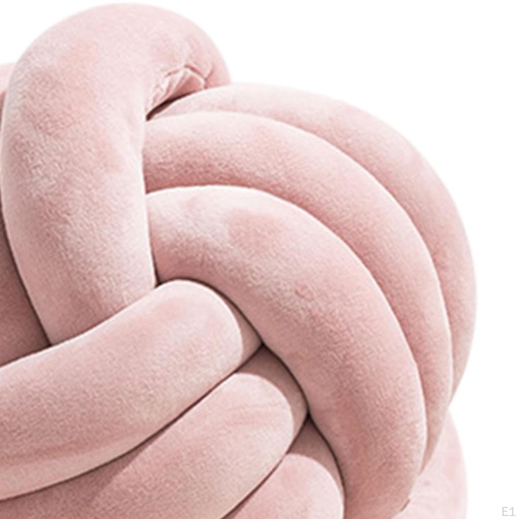 Soft Knot Ball Pillow 22cm Hand Woven Plush Toy for Sofa Car Home Decoration Pink