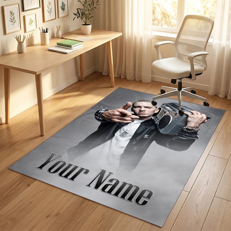 Personalized Crystal Velvet Carpet,Eminem Custom Printed Name, Plush Area Rug For Home Indoor Decor