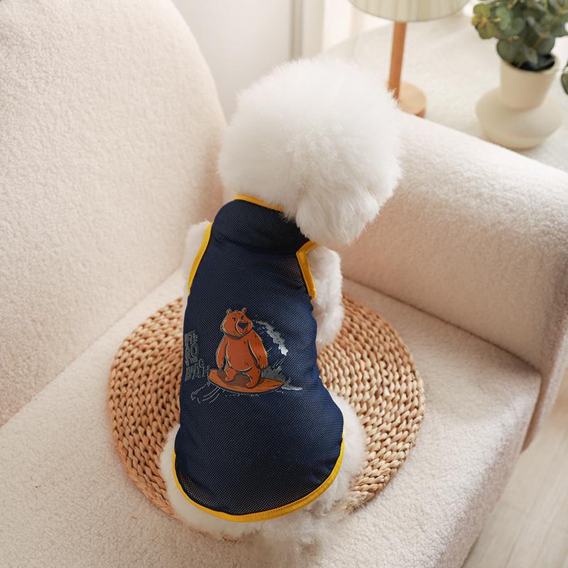 Summer Thin Printed Mesh Vest Cat Clothes Pet Vest Thin Corgi Teddy Pomeranian Dog Clothes