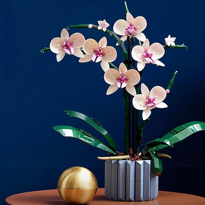 Building Blocks Orchid Flower Bouquet Set Artificial Plant Construction Toy for Home Decor & Gift Giving