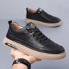 New Shoes for Men Genuine Leather Casual Shoes Flat Skateboard Shoes Fashion Cow Leather Slip-on Sneaker