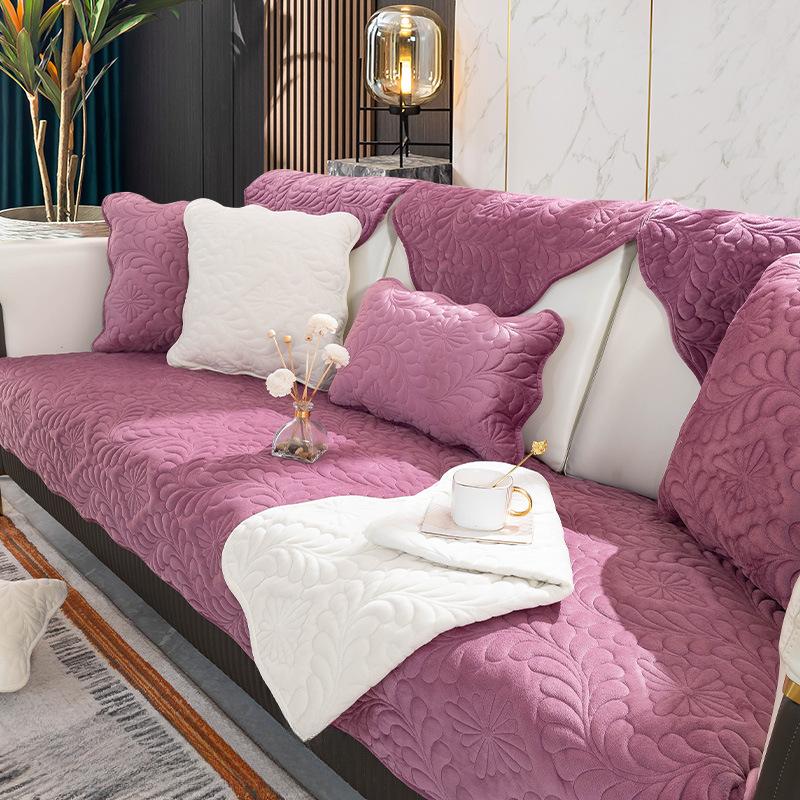 Sofa Cushion Four Seasons Universal Non-Slip Cushion Nordic Simple High-End Solid Wood Winter Cover Backrest Towel Cover Cloth