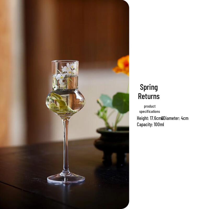 Ailan Huijia WQ Spring Glory Hand-Applied Decal High Borosilicate Tea Tasting Cup Tea Tasting Cup