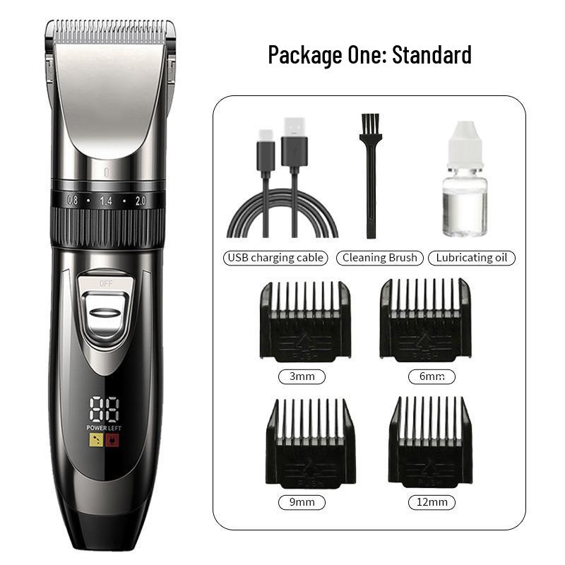 Rechargeable Professional LCD Hair Clipper Set with Digital Display for Salon and Bald Head Shaving