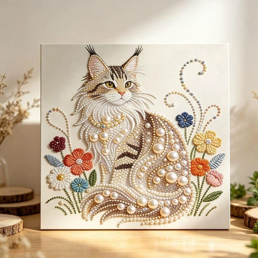 Handmade Cat Pearl Painting Hanging Decoration Painting Kit DIY Pearl Painting Kids Toy